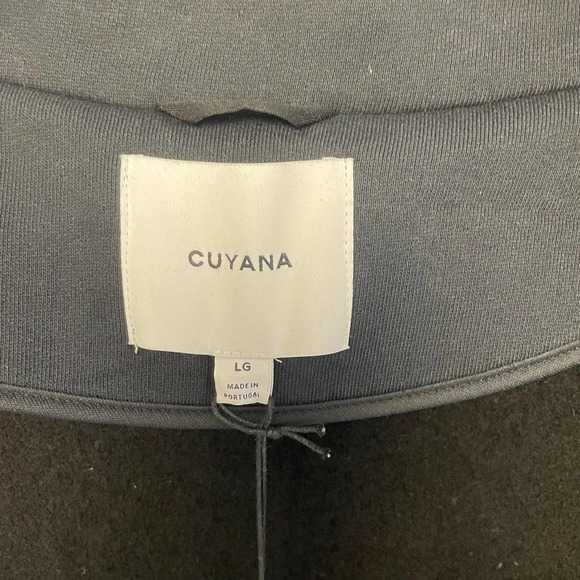 Cuyana Fleece High-Low Jacket with Patch Leather Pockets Black Size Large - Picture 7 of 9